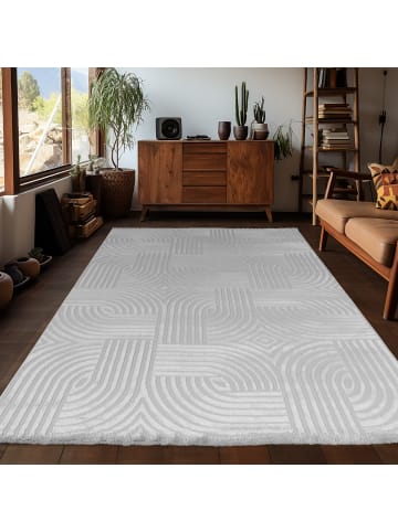 KADIMA DESIGN Teppich Kurzflor 3D-Struktur Polypropylen Wohnzimmer in Silber