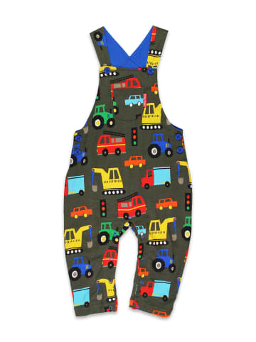 Toby Tiger Latzhose mit Fahrzeug Print in grau