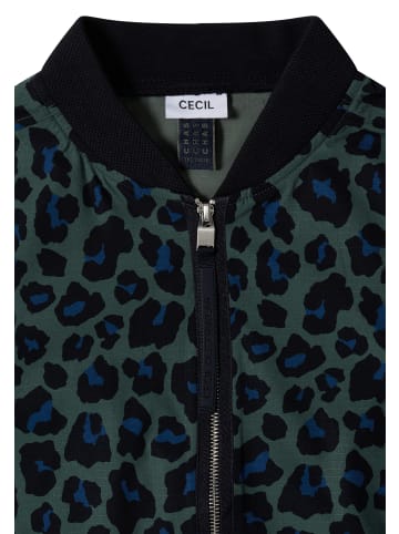 Cecil Blouson mit Tunnelzug und Leo-Muster in Dried Olive Green