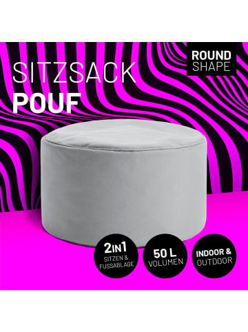 Lumaland Sitzsack-Hocker Pouf rund 50l hellgrau grau