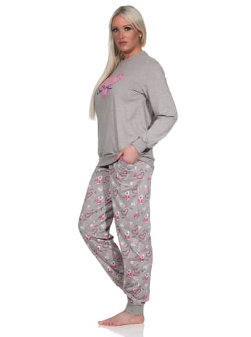NORMANN Schlafanzug Bündchen Herz - 72434 in Grau