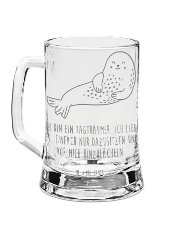 Mr. & Mrs. Panda Gravur Bierkrug Robbe Lachen mit Spruch in Transparent