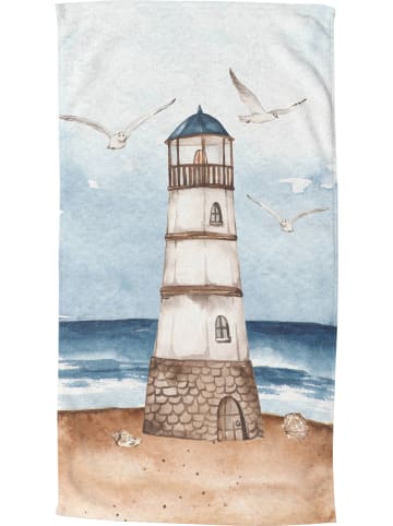 Good Morning Velours-Frottier Strandtuch in blau