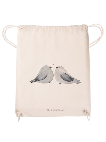 Mr. & Mrs. Panda Baumwollbeutel Turteltauben Liebe ohne Spruch in Creme