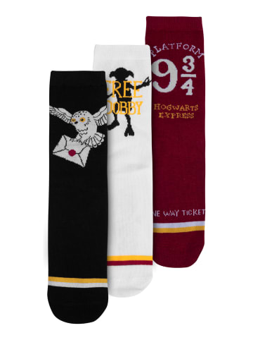Harry Potter 3er Pack Harry Potter Socken Sneaker Strümpfe Hedwig Dobby etc. in Mehrfarbig