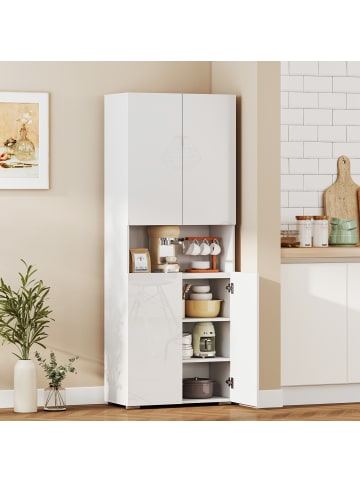 HOMCOM Küchenschrank-68L x 34B x 180H cm-Hochglanzweiß