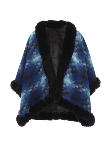 osha Poncho in Blau Mehrfarbig