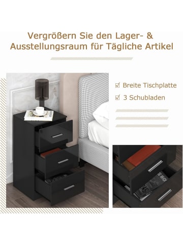 COSTWAY 2er Set Nachtschrank in Schwarz