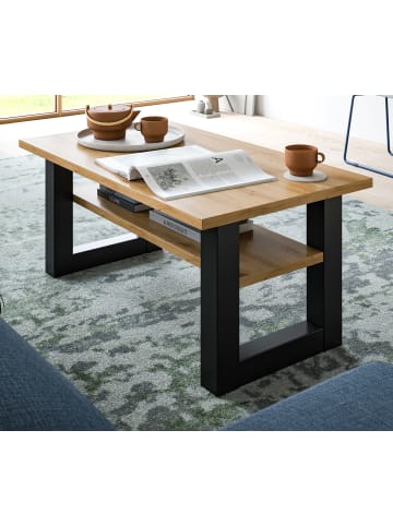Inn.Furn Couchtisch Eiche, grau 90 x 50 cm, Wohnzimmertisch mit Ablage