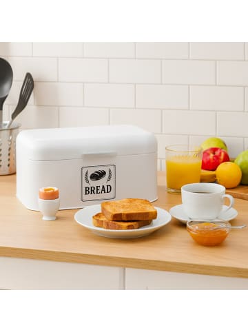 relaxdays Brotkasten in Weiß – (B)42 x (H)17 x (T)24 cm