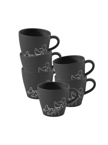 Villeroy & Boch 6er Set Kaffeetassen Manufacture Rock - Mickey Mouse in Schwarz 160 ml in schwarz