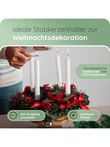 Novaliv 8X Stabkerzenhalter grau I Kerzenpick 7,1 x Ø 2,8 cm Kerzenstecker für in Grau