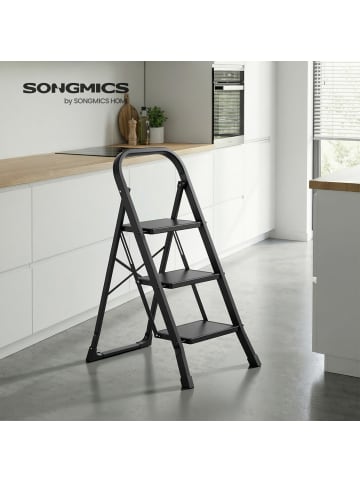 SONGMICS Trittleiter Brody in Schwarz - (B)45.5 x (H)82 x (T)55 cm