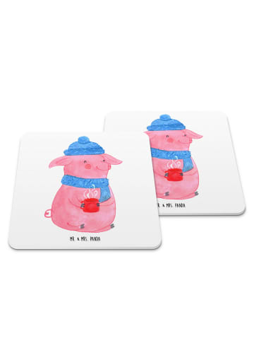 Mr. & Mrs. Panda Glasuntersetzer Schweinchen Glühwein ohne Spruch in Weiß