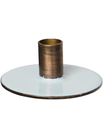 IB Laursen Kerzenhalter RUND 2-Farbig HELLBLAU Gold für 1 DÜNNE Kerze