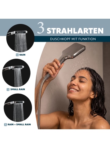 eluno Handbrause mit Wandhalterung und Brauseschlauch