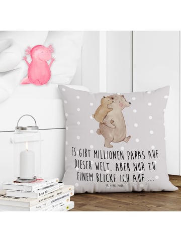Mr. & Mrs. Panda Kissen Papa Bär mit Spruch in Grau Pastell