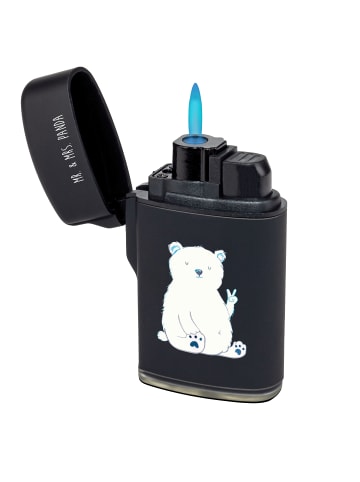 Mr. & Mrs. Panda sturmfeuerzeug Eisbär Faul ohne Spruch in Schwarz