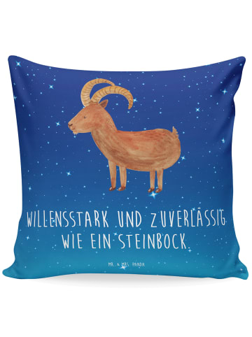 Mr. & Mrs. Panda Zierkissen Sternzeichen Steinbock mit Spruch in Sternenhimmel Blau