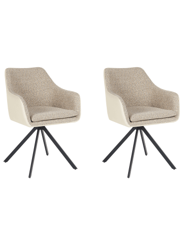 Beliani 2er-Set Esszimmerstuhl LITHIA in Beige/Schwarz