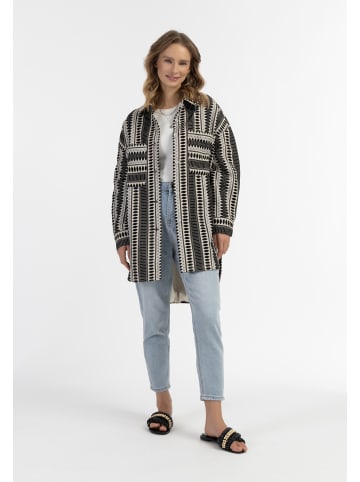 IZIA Damen Hemdjacke in Schwarz Wollweiss