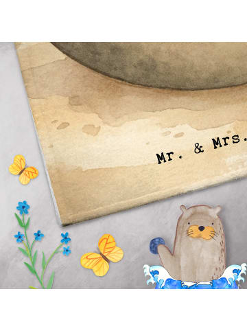 Mr. & Mrs. Panda Gästehandtuch Robbe Pommes Design mit Spruch in Weiß