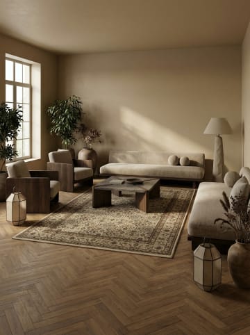 KADIMA DESIGN Teppich Kurzflor Waschbar Orientalisch SELVA Strapazierfähig OEKO-TEX in Beige