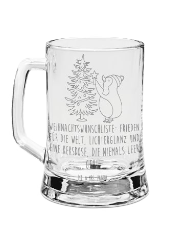 Mr. & Mrs. Panda Gravur Bierkrug Pinguin Weihnachtsbaum mit Spruch in Transparent