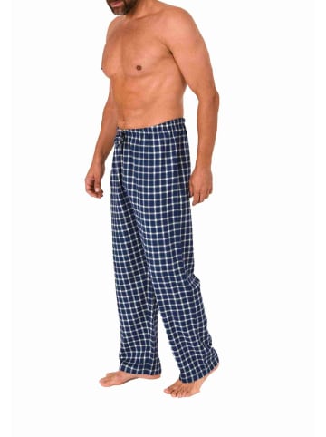 NORMANN Flanell Schlafanzug Pyjama Hose lang Karo Baumwolle - 70786 in marine
