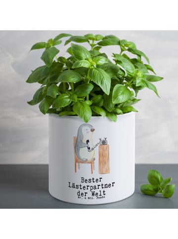 Mr. & Mrs. Panda Blumenkübel Pinguin Bester Lästerpartner der We... in Weiß