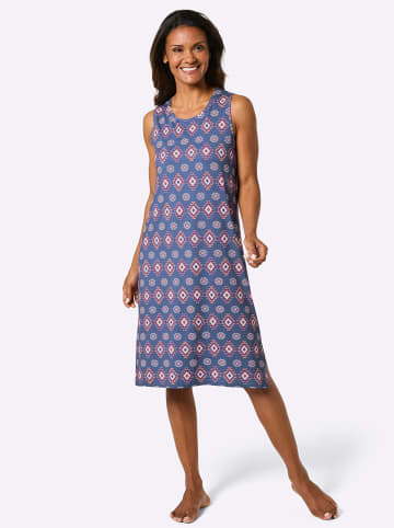 WITT WEIDEN Sommerkleid in jeansblau-orange-bedruckt