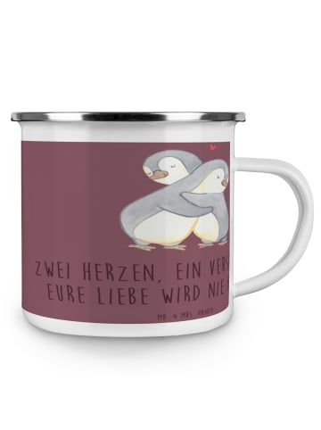 Mr. & Mrs. Panda Camping Emaille Tasse StandeMenschtliche Trauung V... in Kaffa Coffee