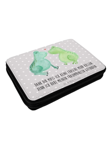 Mr. & Mrs. Panda Federmappe Frosch Liebe mit Spruch in Grau Pastell