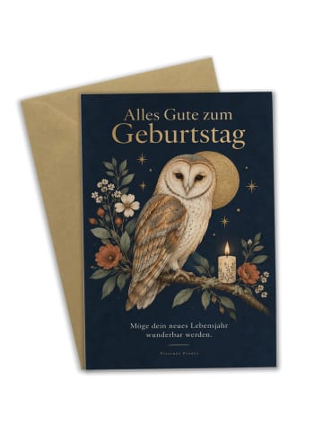 Mr. & Mrs. Panda Geburtstagskarte Eule elegant Design mit Spruch in Weiß