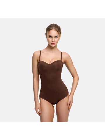 CFAB Push-Up-Bodysuit mit String in Braun