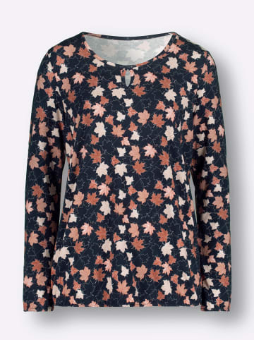 WITT WEIDEN Shirt in marine-rotbraun-bedruckt