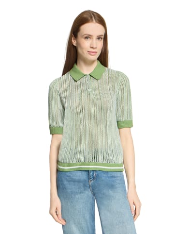 CARTOON Strickpullover mit Kragen in Khaki/White