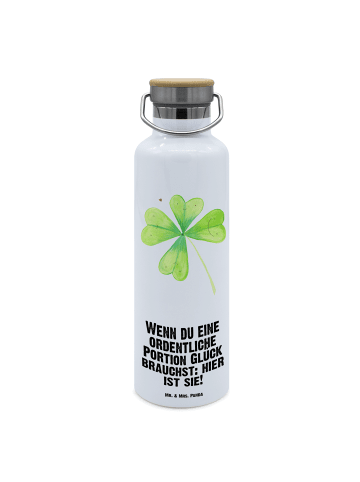 Mr. & Mrs. Panda Trinkflasche Edelstahl Blume Kleeblatt mit Spruch in Weiß