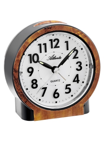 Atlanta Wecker Schleichende Sekunde Schwarz/Nussbaumfarben