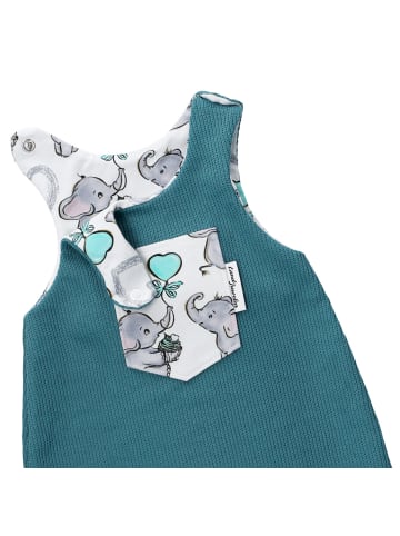 Land-Juwelen Babykleid Handmade Elefant in blau