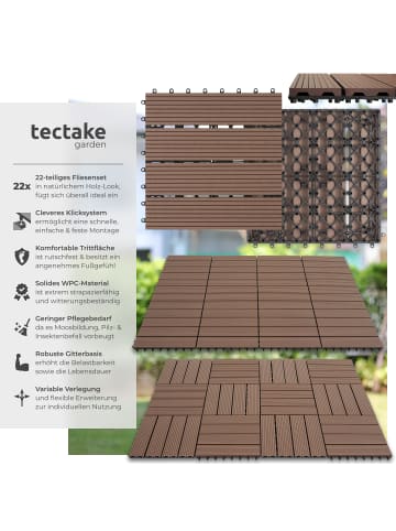tectake Terrassenfliesen Tegulas 31 x 31 x 2,2 cm, braun