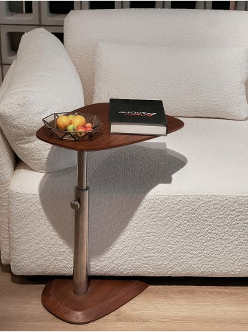 home24 home24 Beistelltisch (1er Set) - Walnuss - Spanplatte furniert & Edelstahl - 48.0 x 68.0 x 35.0 cm in Walnuss