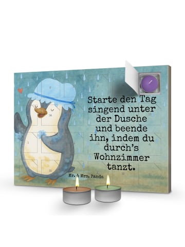 Mr. & Mrs. Panda Adventskalender Pinguin Duschen Design mit Spruch in Weiß