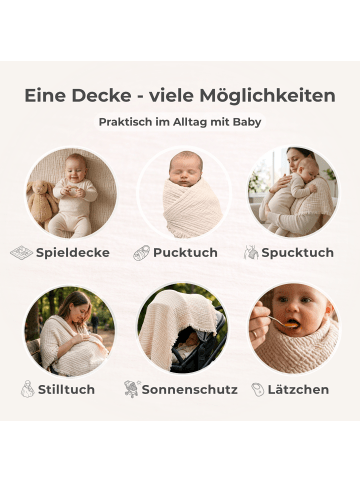 nordic coast company Musselindecke, Babydecke aus Musselin, Einschlagdecke, Puckdecke Ibiza Syle