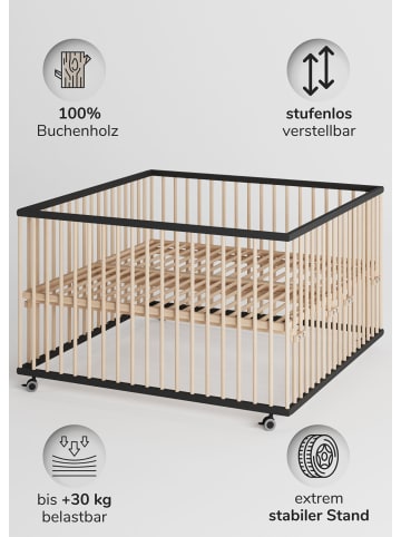 Sämann Sämann Laufgitter Matratze, Lattenrost & Schlupfsprossen schwarz/natur Premium