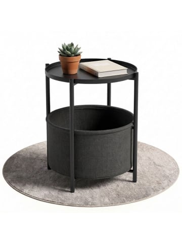 Coemo Beistelltisch Nina mit Canvas Korb - Metallgestell in Schwarz