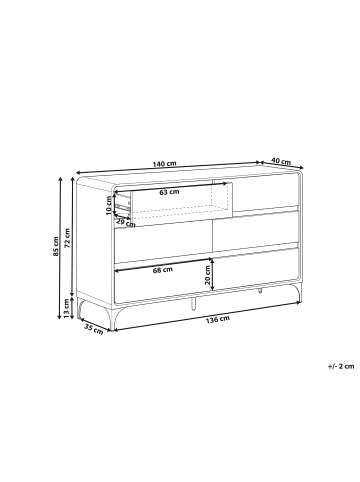 Beliani Kommode COWELL in Braun - (W) 140 x (H) 85 x (L) 40 cm