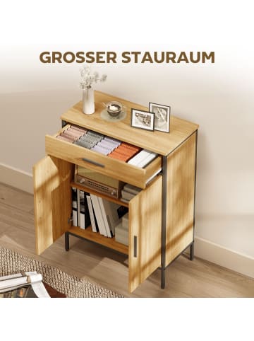 HOMCOM Badezimmerschrank-60L x 30B x 80H cm-Eiche