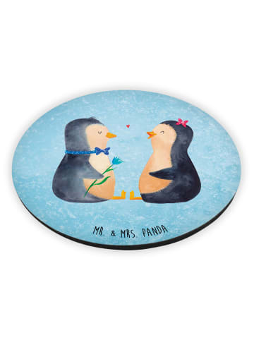 Mr. & Mrs. Panda Rund Magnet Pinguin Pärchen ohne Spruch in Eisblau