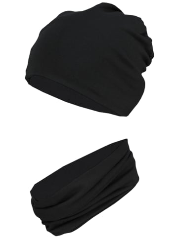 TupTam Unisex Set Kinder Beanie Mütze Schlauchschal in schwarz